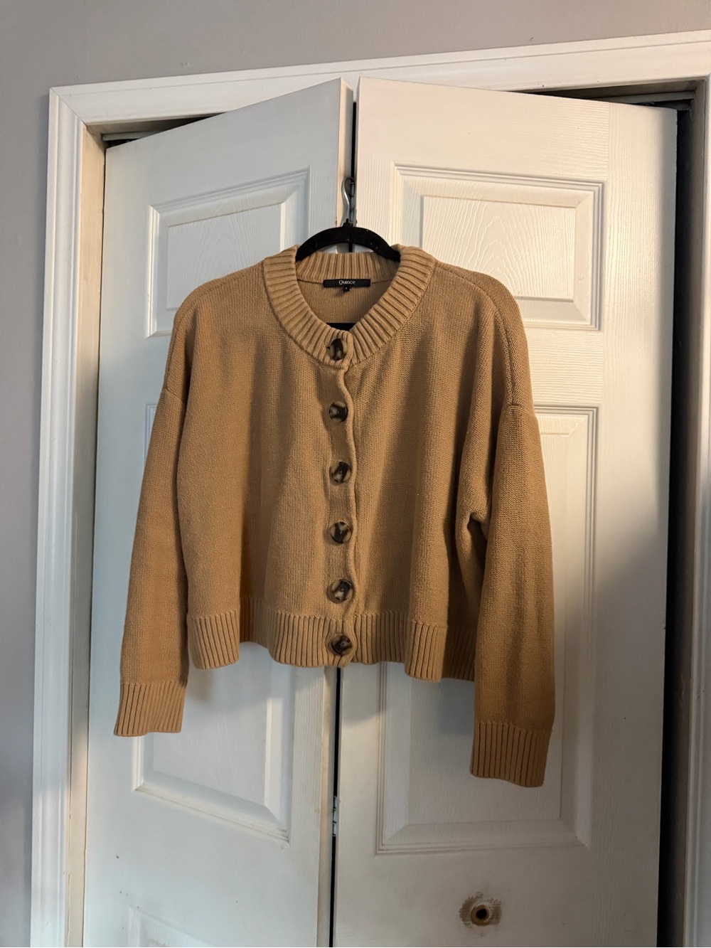 Quince Cropped Cardigan Sweater - Camel